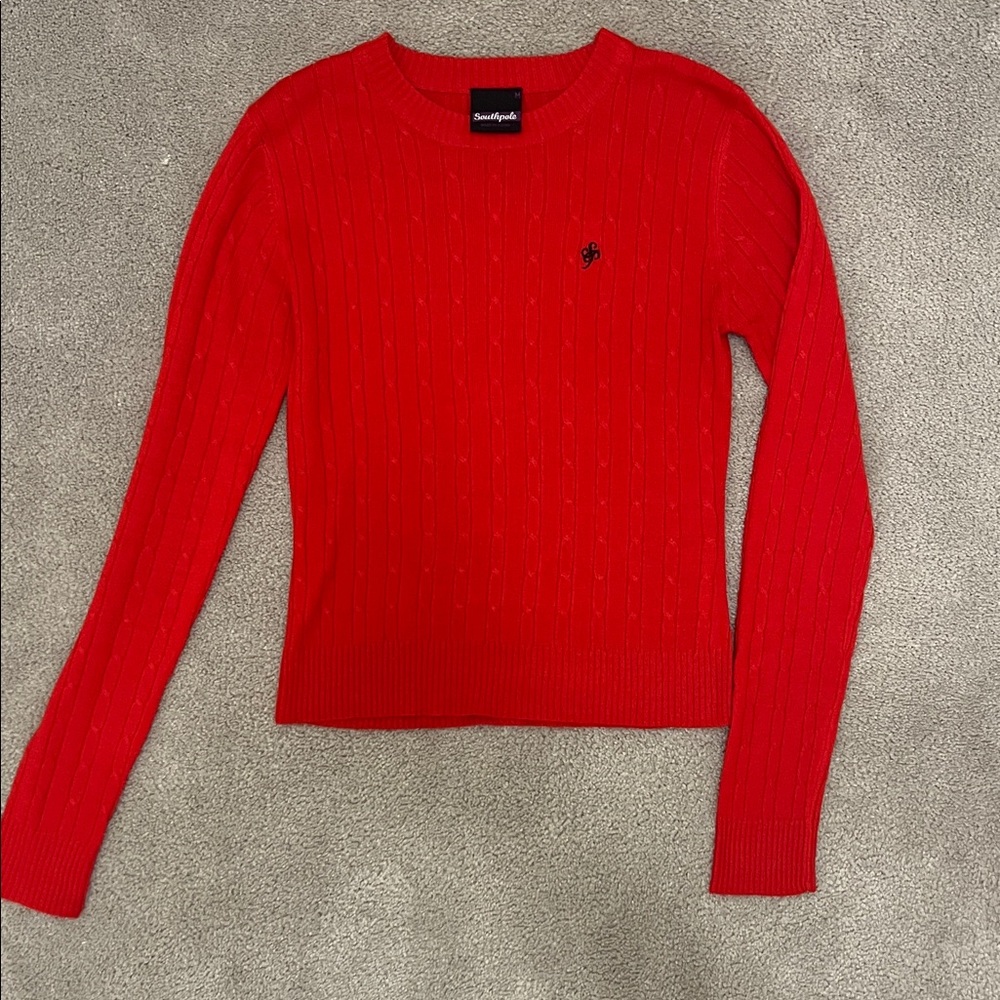 Vibrant Red Knit Sweater Medium